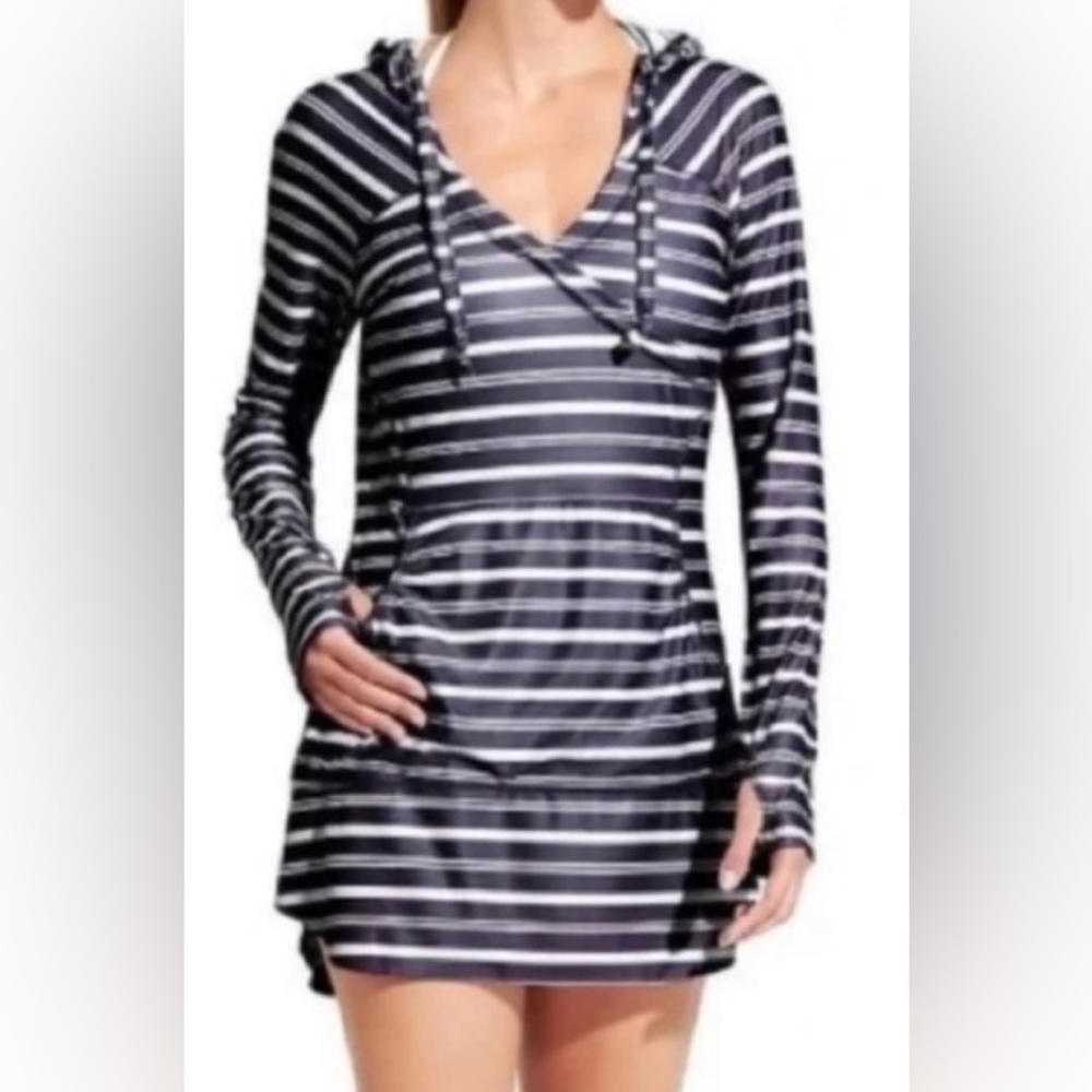 Athleta Wick-It Wader Mesh Hooded Mini Dress Cover Up Size S